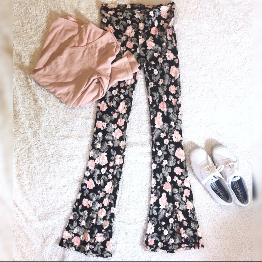 Aeropostale Floral flared bell bottom pants